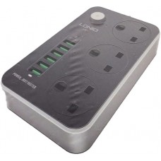 موزع كهربائي مع منافذ متعددة الأشكال Ldnio 6 USB Port & 3 Adaptors Safety Socket Extension