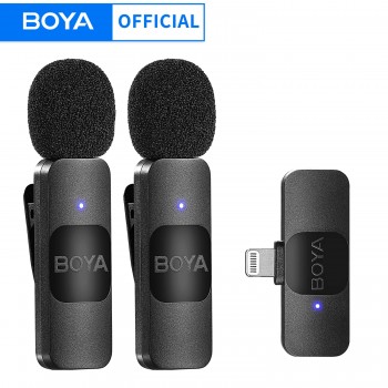 BOYA BY-V ميكروفون لاسلكي احترافي Lavalier صغير لهاتف iPhone iPad Android بث مباشر للألعاب تسجيل مقابلة مدونة فيديو