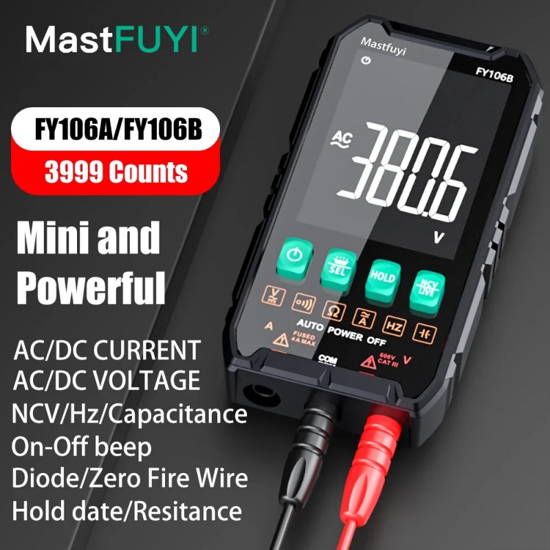 MASTFUYI Mini Digital Multimeter Smart Electrician Tester For DC/AC Voltage Capacitance Ohm Hz NCV Professional Multitester - AliExpress 1420