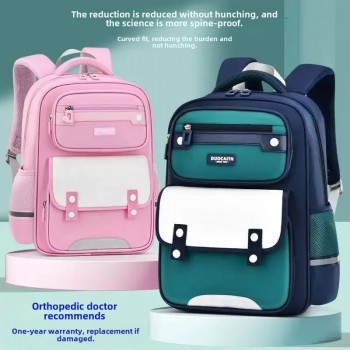 حقائب مدرسية خفيفة الوزن من النايلون للأولاد والبنات من سن 1 إلى 6 سنوات، حقيبة كتف مزدوجة مصممة لتقليل الأعباء وحماية العمود الفقري