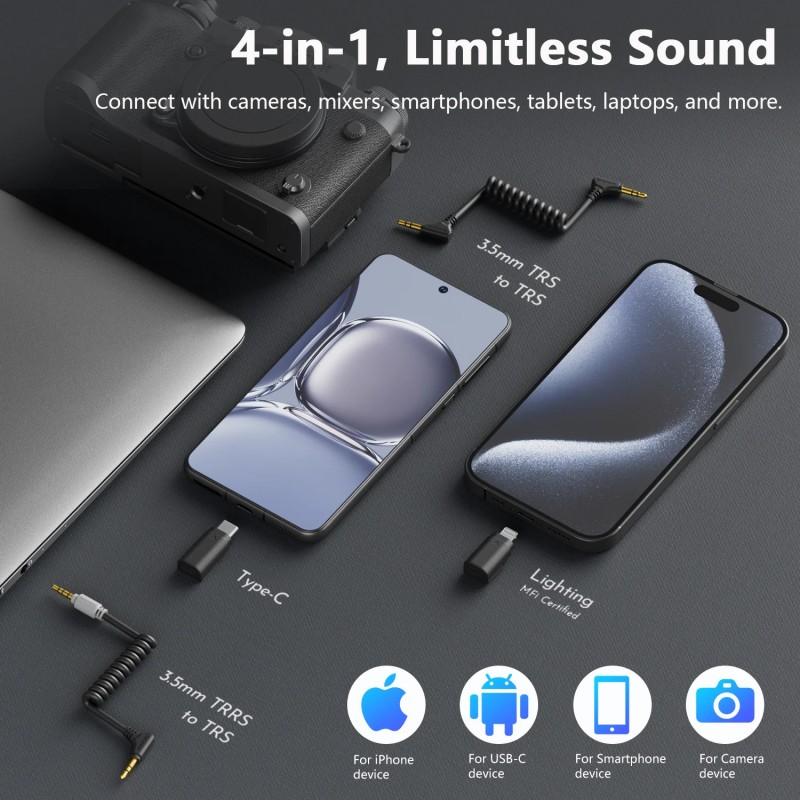ميكروفون لاسلكي Saramonic Blink500B2+ للياقة لجهاز iPhone وAndroid وكاميرات DSLR وأجهزة USB-C والبث المباشر والتسجيل على YouTube ميكروفون لاسلكي Saramonic Blink500B2+ للياقة لجهاز iPhone وAndroid وكاميرات DSLR وأجهزة USB-C والبث المباشر والتسجيل على YouTube