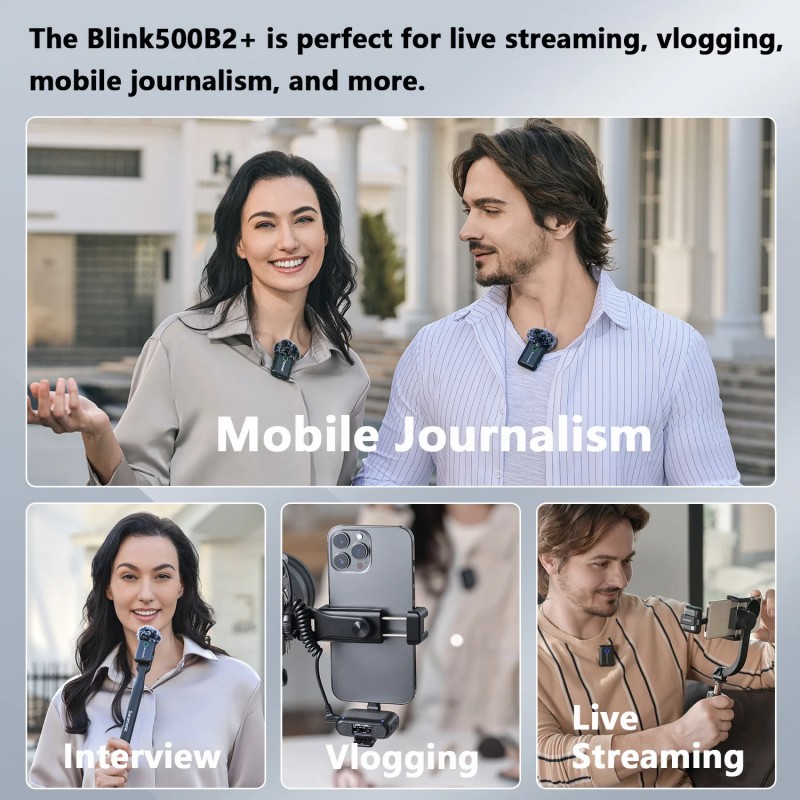 ميكروفون لاسلكي Saramonic Blink500B2+ للياقة لجهاز iPhone وAndroid وكاميرات DSLR وأجهزة USB-C والبث المباشر والتسجيل على YouTube ميكروفون لاسلكي Saramonic Blink500B2+ للياقة لجهاز iPhone وAndroid وكاميرات DSLR وأجهزة USB-C والبث المباشر والتسجيل على YouTube