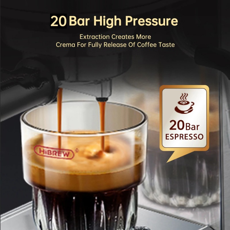 ماكينة صنع القهوة HiBREW Cafetera 20 بار من الفولاذ المقاوم للصدأ نصف أوتوماتيكية فائقة النحافة ESE POD& Powder Espresso Cappuccino Machine بالماء الساخن H1 ماكينة صنع القهوة HiBREW Cafetera 20 بار من الفولاذ المقاوم للصدأ نصف أوتوماتيكية فائقة النحافة ESE POD& Powder Espresso Cappuccino Machine بالماء الساخن H1