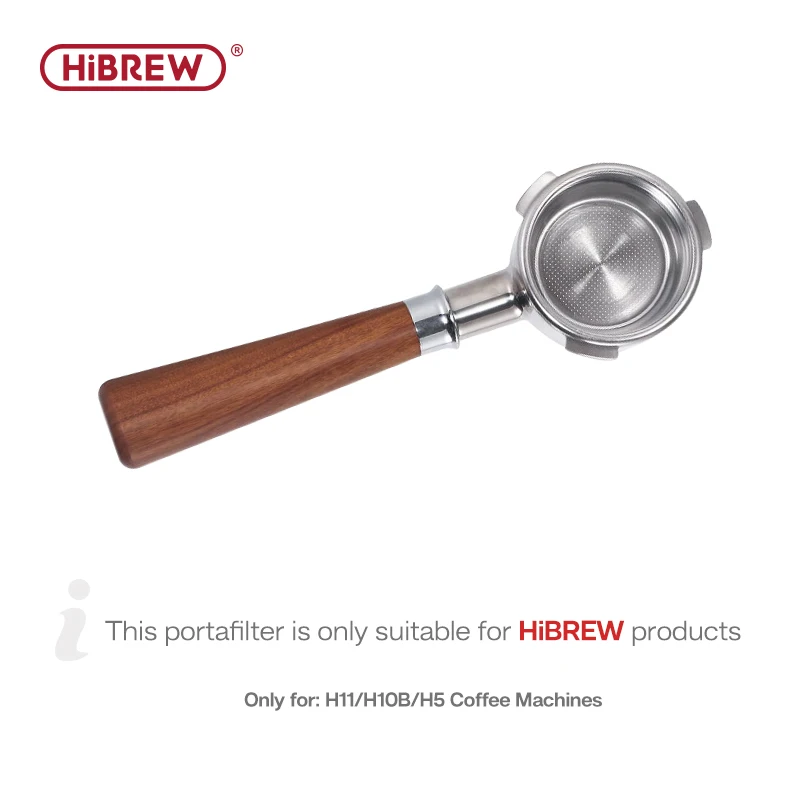 مقبض مسحوق القهوة بدون قاع HiBREW مقاس 51 مم مصنوع من الفولاذ المقاوم للصدأ 304 والخشب الصلب مقبض مسحوق القهوة بدون قاع HiBREW مقاس 51 مم مصنوع من الفولاذ المقاوم للصدأ 304 والخشب الصلب