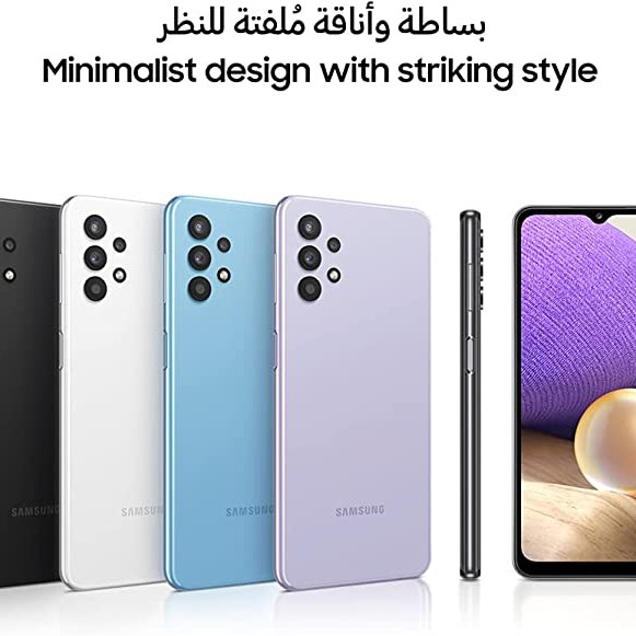 جوال ذكي سامسونج جالكسي ايه 32 ثنائي شريحة الاتصال - ذاكرة 128 جيجا وذاكرة رام 6 جيجا، الجيل الخامس، ازرق (اصدار المملكة العربية السعودية جوال ذكي سامسونج جالكسي ايه 32 ثنائي شريحة الاتصال - ذاكرة 128 جيجا وذاكرة رام 6 جيجا، الجيل الخامس، ازرق (اصدار المملكة العربية السعودية