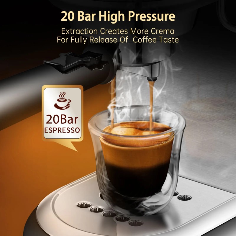 HiBREW Coffee Maker Cafetera 20 Bar Inox Semi Automatic Super Slim ESE POD& Powder Espresso Cappuccino Machine Hot Water H11 - AliExpress 6