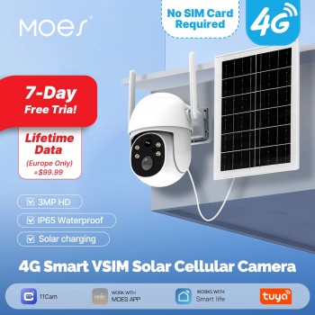 كاميرا Tuya Smart 4G تعمل بالطاقة الشمسية في الهواء الطلق، لا تتطلب شريحة اتصال، كاميرا IP للشحن بالطاقة الشمسية، 3 ميجابكسل، كشف الإنسان، الحماية الأمنية 
