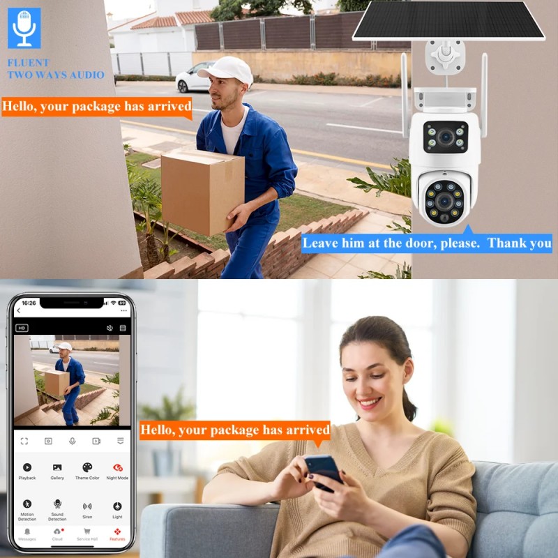 Tuya Solar WiFi كاميرا خارجية مقاومة للماء PIR تتبع تلقائي 12MP Dual Len PTZ كاميرا ذكية بطارية كاميرا مراقبة شبكة الأمن Tuya Solar WiFi كاميرا خارجية مقاومة للماء PIR تتبع تلقائي 12MP Dual Len PTZ كاميرا ذكية بطارية كاميرا مراقبة شبكة الأمن