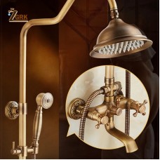 ZGRK الكلاسيكية المطر دش مجموعة العتيقة برونزية حمام دش صنبور مجموعة النحاس الحائط قطب صنبور صنبور حوض خلاط أدوات دش 