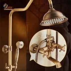 ZGRK الكلاسيكية المطر دش مجموعة العتيقة برونزية حمام دش صنبور مجموعة النحاس الحائط قطب صنبور صنبور حوض خلاط أدوات دش 