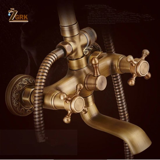 ZGRK الكلاسيكية المطر دش مجموعة العتيقة برونزية حمام دش صنبور مجموعة النحاس الحائط قطب صنبور صنبور حوض خلاط أدوات دش ZGRK الكلاسيكية المطر دش مجموعة العتيقة برونزية حمام دش صنبور مجموعة النحاس الحائط قطب صنبور صنبور حوض خلاط أدوات دش