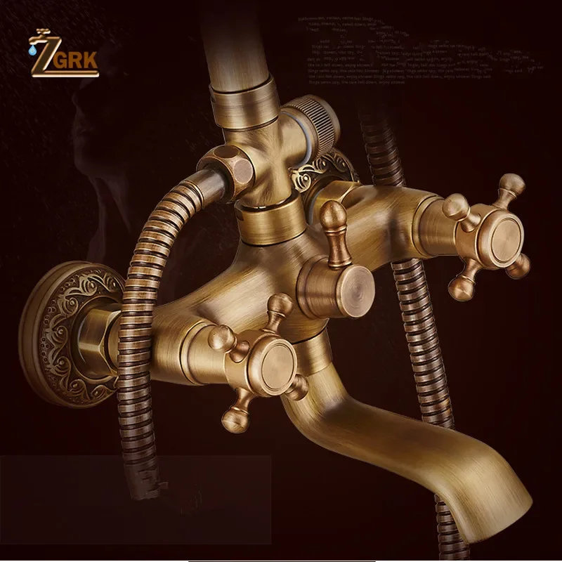 ZGRK الكلاسيكية المطر دش مجموعة العتيقة برونزية حمام دش صنبور مجموعة النحاس الحائط قطب صنبور صنبور حوض خلاط أدوات دش ZGRK الكلاسيكية المطر دش مجموعة العتيقة برونزية حمام دش صنبور مجموعة النحاس الحائط قطب صنبور صنبور حوض خلاط أدوات دش
