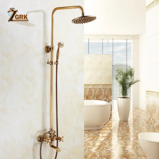 ZGRK الكلاسيكية المطر دش مجموعة العتيقة برونزية حمام دش صنبور مجموعة النحاس الحائط قطب صنبور صنبور حوض خلاط أدوات دش ZGRK الكلاسيكية المطر دش مجموعة العتيقة برونزية حمام دش صنبور مجموعة النحاس الحائط قطب صنبور صنبور حوض خلاط أدوات دش