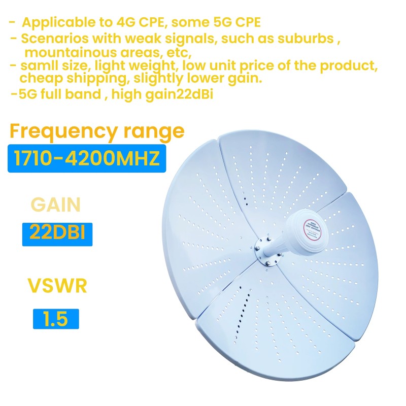 في الهواء الطلق MIMO Dish هوائي مكافئ 22dBi 1710-4200MHz ثنائي الاستقطاب لتحسين سرعة شبكة التوجيه 5G 4G CPE MIMO - AliExpress 509
