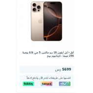 أبل أيفون 16 برو ماكس 5 جي 6.9 بوصة 256 جيجا تايتانيوم بيج