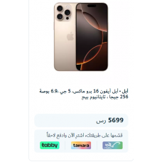 أبل أيفون 16 برو ماكس 5 جي 6.9 بوصة 256 جيجا تايتانيوم بيج