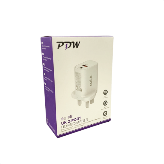 شاحن بيت PDW مخرجين type-c + usb الشحن السريع