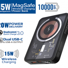 بطارية تدعم MagSafe و شحن اللاسلكي  بتصميم شفاف بقدرة 10000 مللي أمبير و بقدرة 15 واط • PD بقدرة 20 واط • شحن السريع 3.0 • MagSafe بقدرة 15 واط • تصميم بنك الطاقة من ألياف الكربون