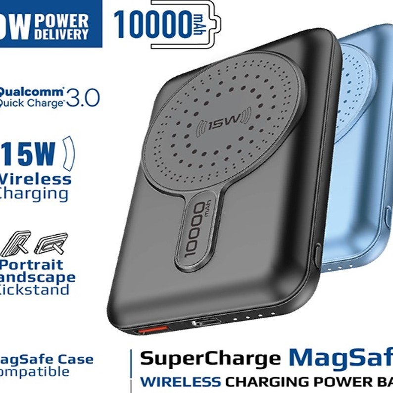 بطارية مدعومة ب MagSafe بقدرة 10000 مللي أمبير • توصيل طاقة بقدرة 20 واط وشحن سريع 3.0 • شحن متوافق مع MagSafe بقدرة 15 واط • مدخل للشحن و مخرج لشحن الاجهزة يو اس بي سي • مسند لتثبيت البطارية بطارية مدعومة ب MagSafe بقدرة 10000 مللي أمبير • توصيل طاقة بقدرة 20 واط وشحن سريع 3.0 • شحن متوافق مع MagSafe بقدرة 15 واط • مدخل للشحن و مخرج لشحن الاجهزة يو اس بي سي • مسند لتثبيت البطارية
