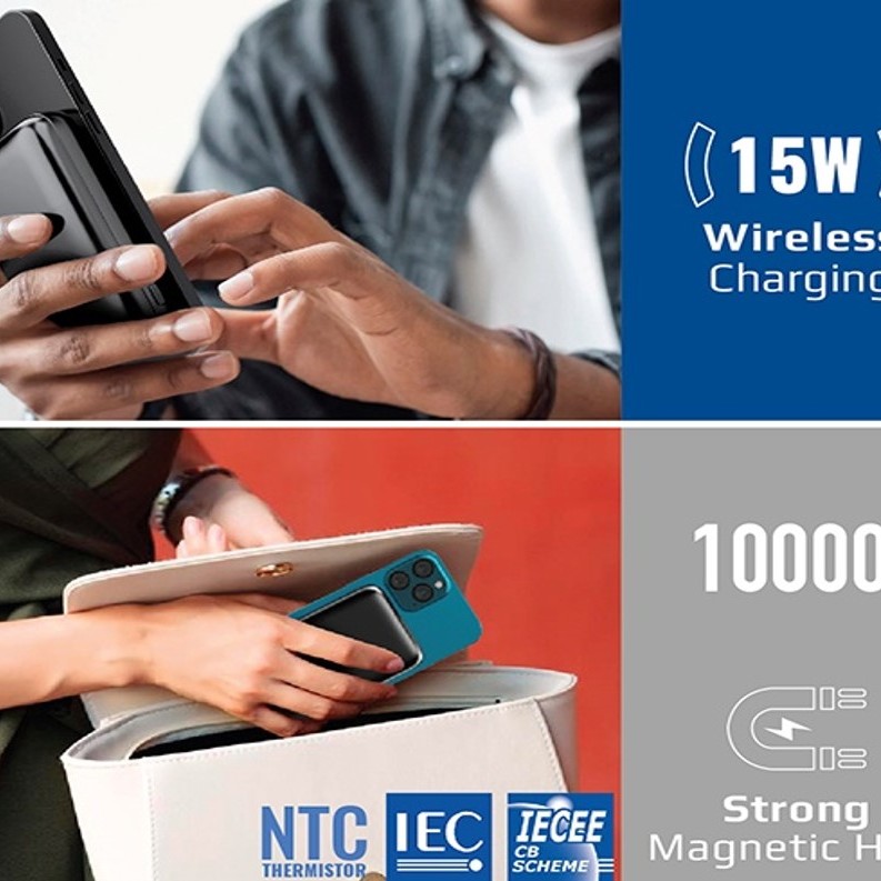 بنك طاقة لاسلكي متوافق مع SuperCharge MagSafe بقدرة 10000 مللي أمبير في الساعة • توصيل طاقة بقدرة 20 وات ومنفذ شحن فائق بقدرة 20 وات • شحن متوافق مع MagSafe بقدرة 15 وات • مدخل USB-C/Lightning بنك طاقة لاسلكي متوافق مع SuperCharge MagSafe بقدرة 10000 مللي أمبير في الساعة • توصيل طاقة بقدرة 20 وات ومنفذ شحن فائق بقدرة 20 وات • شحن متوافق مع MagSafe بقدرة 15 وات • مدخل USB-C/Lightning