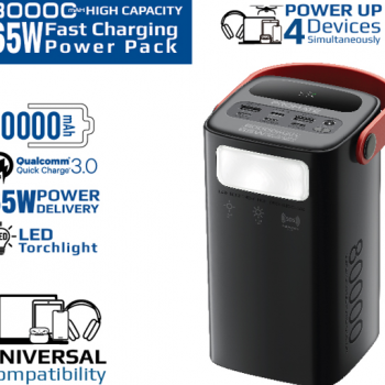 بنك طاقة عالي السعة 80000 مللي أمبير في الساعة • توصيل طاقة بقدرة 65 وات • منفذ شحن سريع 3.0 • منافذ إدخال/إخراج متعددة • 3 مصابيح LED للوضع • مقبض حمل من السيليكون. بنك طاقة عالي السعة 80000 مللي أمبير في الساعة • توصيل طاقة بقدرة 65 وات • منفذ شحن سريع 3.0 • منافذ إدخال/إخراج متعددة • 3 مصابيح LED للوضع • مقبض حمل من السيليكون.