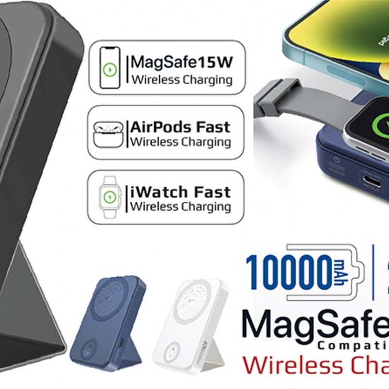 بطارية مدعومة ب MagSafe بقدرة 10000 مللي أمبير وشاحن لاسلكي لساعة Apple Watch • شاحن لاسلكي مدعوم ب MagSafe بقدرة 15 واط • شاحن Apple Watch بقدرة 2.5 واط • منفذ تايب سي بقدرة 20 واط • مسند لتثبيت البطارية بطارية مدعومة ب MagSafe بقدرة 10000 مللي أمبير وشاحن لاسلكي لساعة Apple Watch • شاحن لاسلكي مدعوم ب MagSafe بقدرة 15 واط • شاحن Apple Watch بقدرة 2.5 واط • منفذ تايب سي بقدرة 20 واط • مسند لتثبيت البطارية